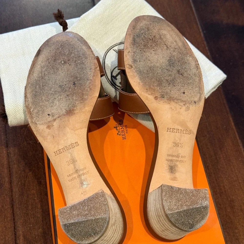 Hermes Gold Oasis Sandals 36.5 - Picture 4 of 4